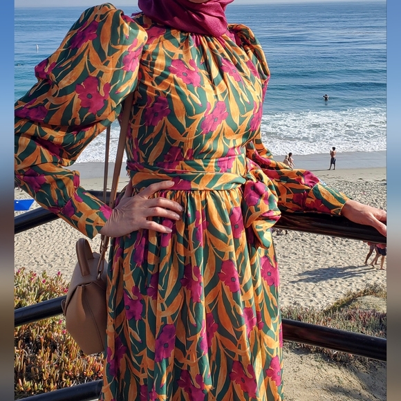 Women's dresses Maxi floral print dress,women's dress long sleeve summer dress - Picture 3 of 9